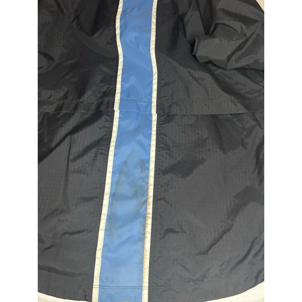 VINTAGE Nike Rain Jacket Boys 12-14 Large Blue Spellout Center Swoosh Pullover